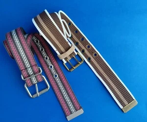2 Canvas Striped Belts w Grommets M ~38in One is Aeropostale See Photos - Picture 1 of 7