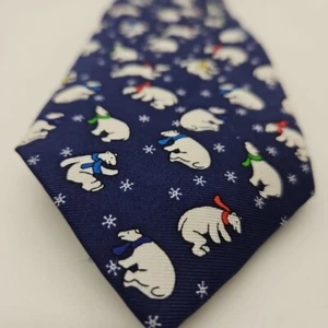 Boy's Talbots Kids Polar Bear Silk Tie Blue White Green Red Yellow - Picture 1 of 4