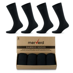 merVerd 4 Paar Bambus Socken Antibakteriell Anti-Geruch 43-46 Schwarz - Bild 1 von 9