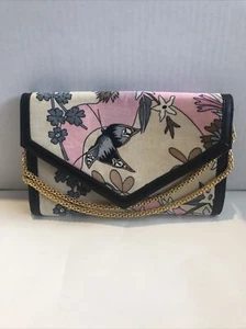 AVERARDO BESSI Saks Fifth Avenue Mod Floral Fabric Clutch Gold Chain Purse VTG - Picture 1 of 15