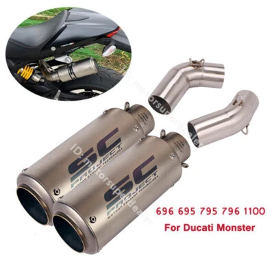 Sistema de puntas silenciador tubo medio escape Slip On para Ducati Monster 796 696 795 1100 Foto 1 de 4