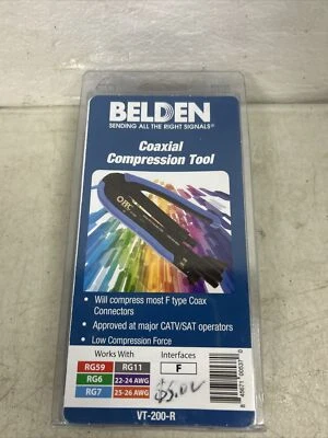 NEW SEALED Belden Coaxial Compression Tool VT-200-R for most RG59 RG6 RG7 RG11 F - Image 1 of 2