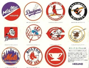 MIZUNO SHEET Contains 9 MLB Team Logo STICKERS 7-1/2 x 9-5/8" - Picture 1 of 1