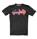 UNDER ARMOUR Black American Flag BATMAN x USA COMPRESSION T-SHIRT Gym Men's Med