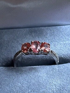 925 Silver Paraparasdisha Sapphire & Diamond Ring Size O - Picture 1 of 5
