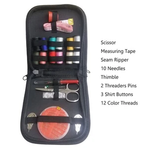 Black Mini Sewing Kit Portable Sewing Kit Home Travel Sewing Box Sewing Tools - Picture 1 of 7