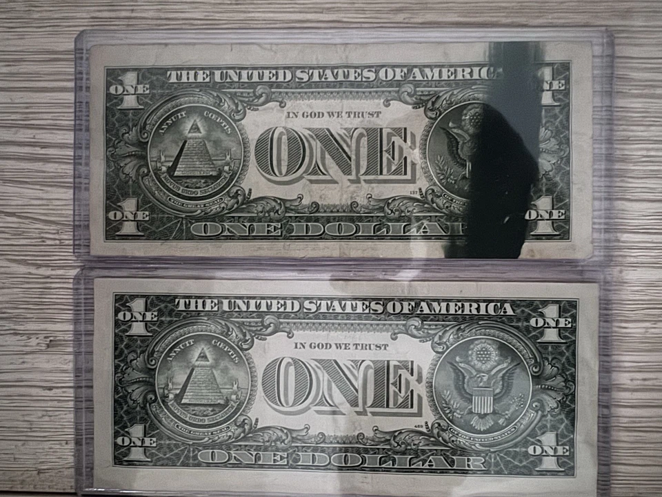 One Dollar Bill Error Lot with Misaligned Misprint, Miscut Offset, Ink Error - Image 1 of 2
