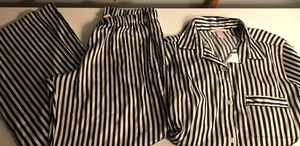 victoria secret pyjama set damen Gr. Medium schwarz weiß gestreift - Bild 1 von 5