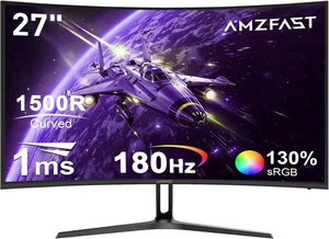 Amzfast 27 Zoll Curved Gaming Monitor - 180Hz, Fhd(1920X1080), VA 1500R, 1Ms Gtg - Bild 1 von 10