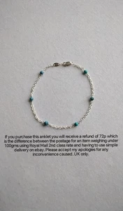 Sterling Silver and Turquoise Anklet - Picture 1 of 4