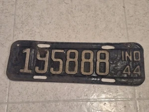1944 Indiana License Plate Tag 19588 - Picture 1 of 4