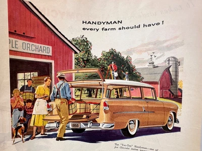 1954 Vintage CHEVROLET TWO TEN Handyman Station Wagon Car Magazine Orig Ad Color - Image 1 of 3