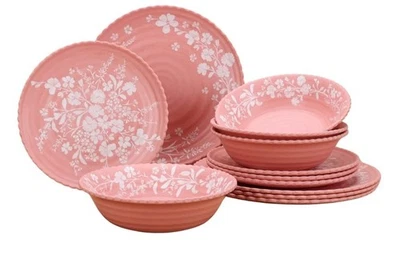 NEW Pioneer Woman Pink Floral  Daisy Melamine Dinnerware Set  12 Pc. - Image 1 of 4
