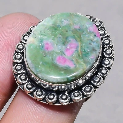 Anillo Joyería Ajustable Regalo Hecho a Mano Piedras Preciosas Forma Ovalada Rubí Fucsita SR 2488 Foto 1 de 4