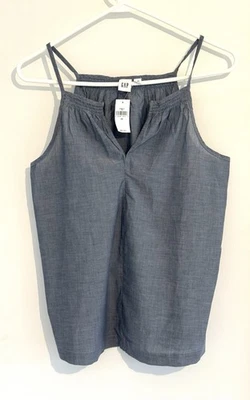 Camiseta sin mangas Gap XS azul cambray con correa de espagueti para mujer Foto 1 de 3