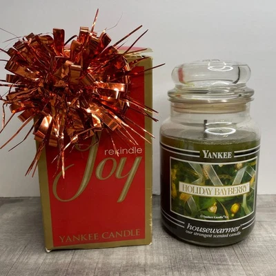 NIB YANKEE CANDLE Holiday Bayberry Large Jar Housewarmer 22oz Black Band Unused - Image 1 of 4