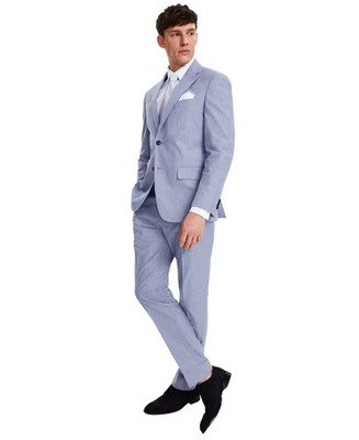 Tommy Hilfiger Para Hombres Ajuste Moderno Traje Chaqueta Blazer 36 S Azul Claro Sólido Elástico Foto 1 de 2