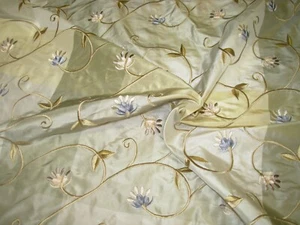 10 YDS FABRICUT 100% SILK  PLAID CHECK EMBROIDERED DRAPERY FABRIC FOR LESS - Picture 1 of 4
