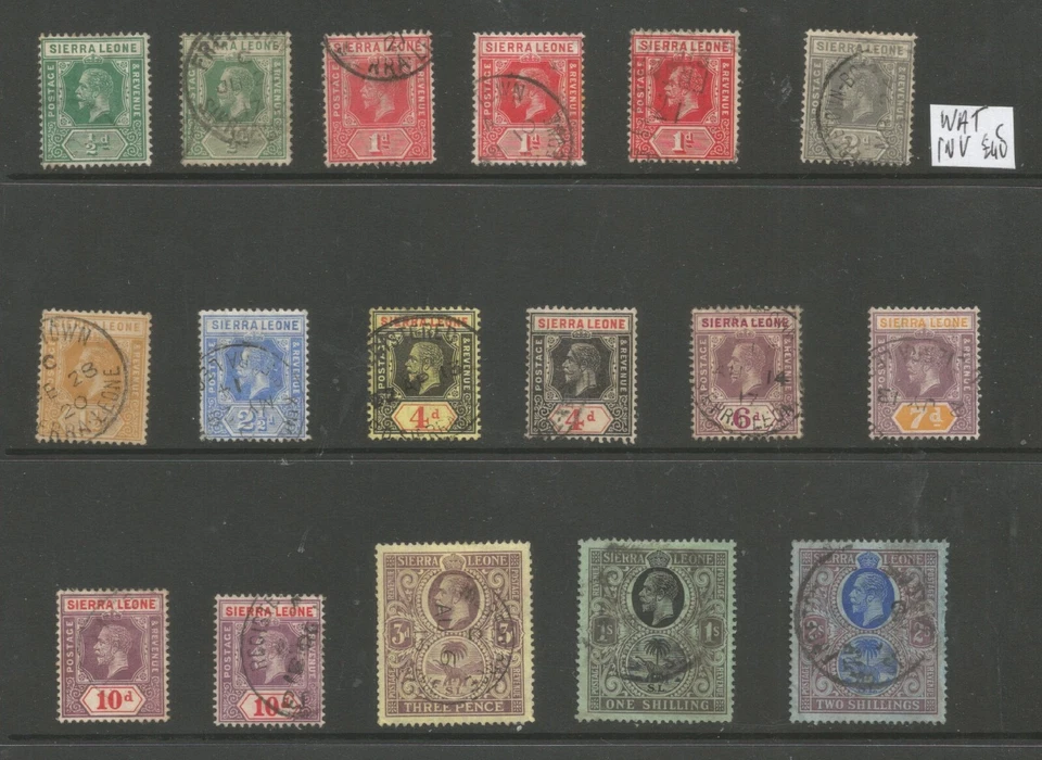 SIERRA LEONE 1912-21 GV selection to 2/- inc 2d wat inverted used cat £168+ - Image 1 of 1