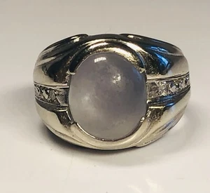 Fine 14K White Gold Star Sapphire and Diamonds Ring Size 5 - Picture 1 of 9