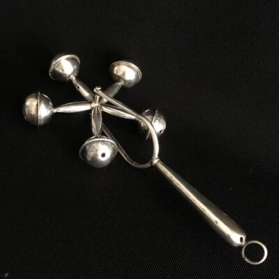 Sonajero bebé plata vintage Italia siglo XX plata 800 firmado coleccionable Foto 1 de 4