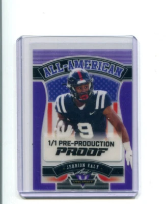 2022 Leaf Valiant All American Clear Purple Proof Jerrion Ealy Rookie 1/1 - Image 1 of 2