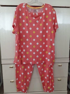 Secret Treasures Women's Smile Emoji Polka Dot Lounge Sleep Set X-LARGE (16-18) - Picture 1 of 4