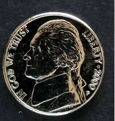 USA - 5 Cents - 2000 - P - Jefferson Nickel - Copper Nickel - 5C - Image 1 of 4