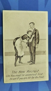 WW1 Military Comic Postcard 1914 1918 Red Cross Nurse THE NEW RECRUIT - Picture 1 of 2