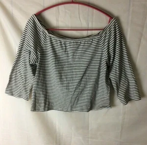 Women's Grey and White Striped Factorie top size large - Picture 1 of 3