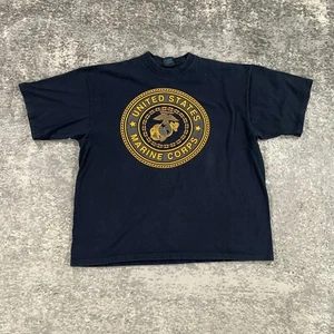 Vintage US Marine Corps Shirt Mens XXL Blue Reflective Logo 90s Made In USA USMC - Picture 1 of 12