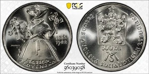 Czechoslovakia 1988 500 Korun Slovenzka PCGS MS68 - Picture 1 of 3