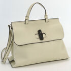 Gucci 392013 Bamboo Daily Handbag Shoulder Bag 2way Leather Women Color White