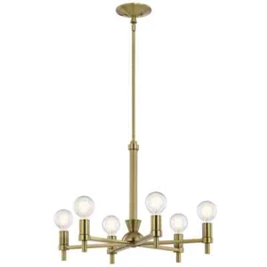 KICHLER Torvee 6-Light 25" Brass Candle Circle Chandelier, Art Deco - Picture 1 of 5