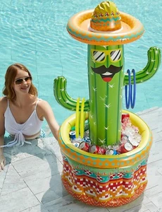 Inflatable Pool Party Cooler - Fiesta Cactus Ice Bucket Luau Hawaiian Tropical B - Picture 1 of 7