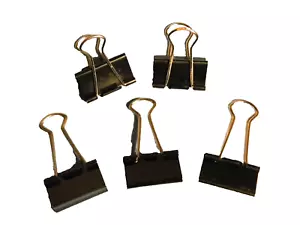 5 Medium Binder Clips 1.25 inch x .5 inch All Metal set of 5 Binder Clamps - Picture 1 of 1