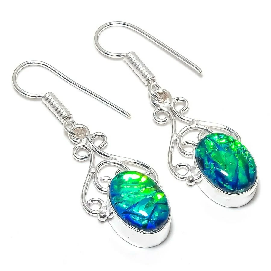 Pendiente de joyería de plata de ley 925 hecho a mano con piedras preciosas de ópalo triplete talla 1,5"" Foto 1 de 1