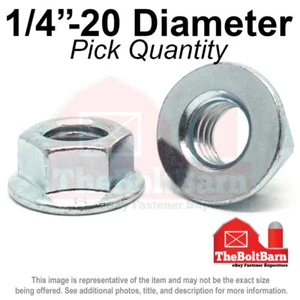 1/4"-20 Grade 5 Smooth Hex Flange Nuts Coarse Thread Zinc (Pick Qty) - Picture 1 of 2