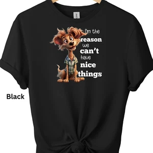 Funny Dog Graphic Print T-Shirt Sarcastic Graphic Tee Men's Women's Humorous Tee - Picture 1 of 33