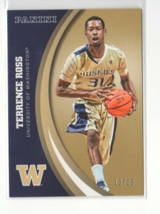 2016 Panini Collegiate Washington Gold #33 Terrence Ross /25 Huskies - Flat S/H