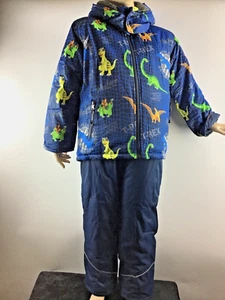 Skianzug,Junge,Kinder,Zweiteiler,Dinosaurier,Schnee,98-128,blau,Kapuze,Fleece - Bild 1 von 15