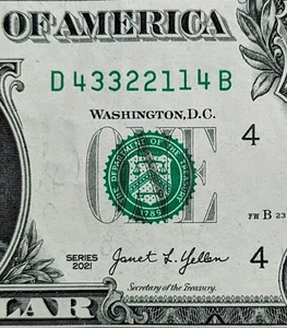Billete de $1 2021 serie de lujo, doble escalera con cierre de libro. D 43322114 B - Imagen 1 de 3