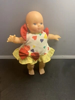 Uneeda doll small doll heart dress red. Bow.  Cloth Body - Image 1 of 4