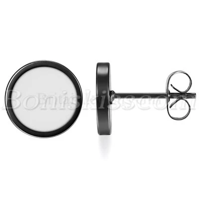 Pendientes tapones para los oídos redondos de acero inoxidable de 10 mm para hombres y mujeres 2 piezas Foto 1 de 2