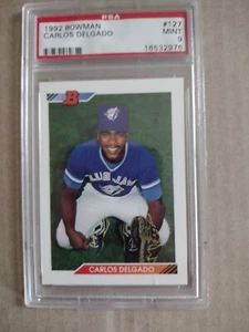 1992 Bowman #127 Carlos Delgado Rookie RC Blue Jays - PSA 9 - Picture 1 of 2