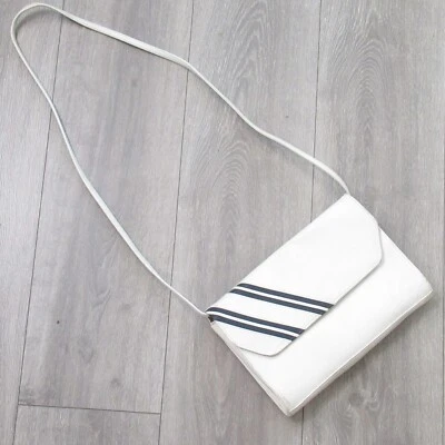 Bolso Bandolera Phillipe De Colección Blanco Azul Cuero a Rayas Bolso sin asas Bolso de Hombro Foto 1 de 4