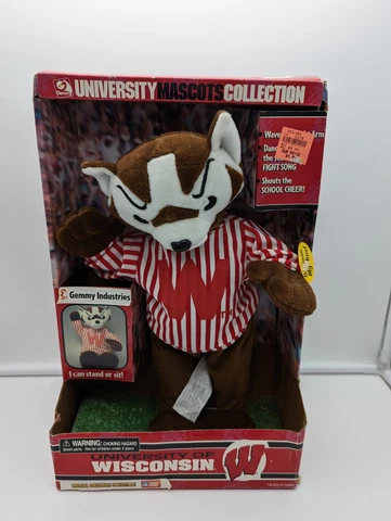 U. Of Wisconsin Gemmy University Mascots Collection New In Box Needs Batteries Cover