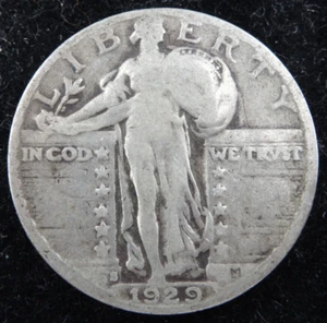 1929-S Standing Liberty Quarter US Mint Coin 90% Silver Circulated - Picture 1 of 4