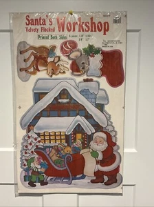 Vintage 1982 NOS Peck Santa’s Velvety Flocked Workshop Decorations - Picture 1 of 4