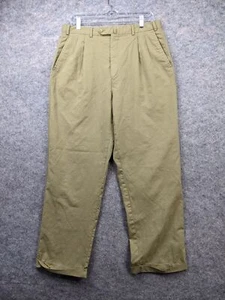 Sartoria Menchetti Pants Mens 32 x 29 Beige Wool Pleated Cuffed Made in Italy * - Picture 1 of 13